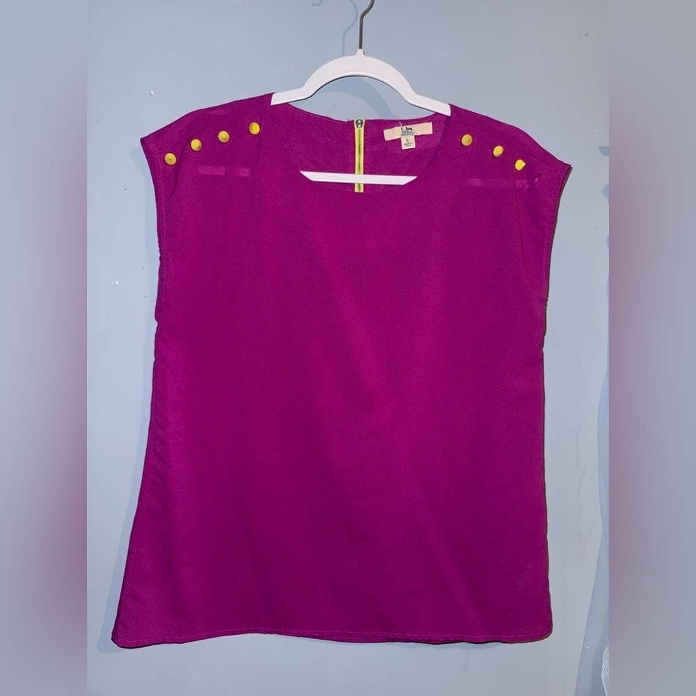 Ya Los Angeles Pink Cap Sleeve Embellished Blouse